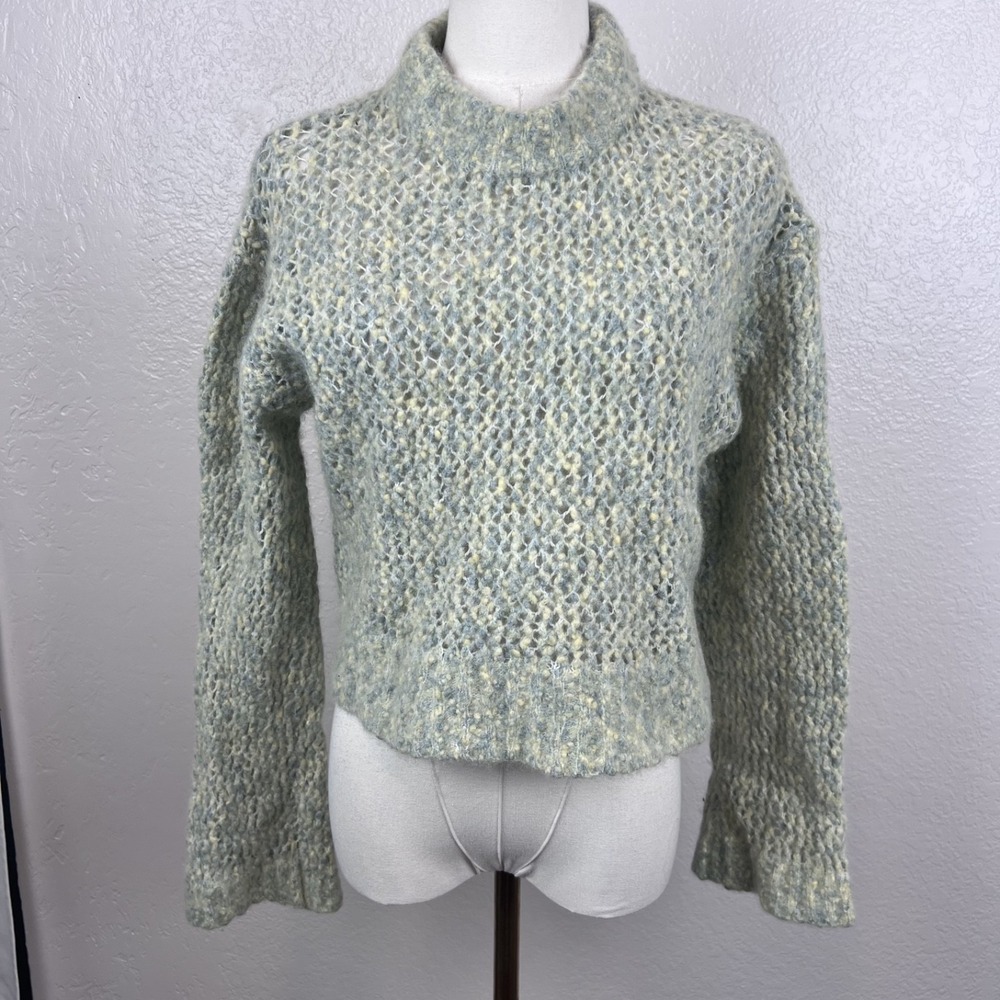Holzweiler Sweater Womens‎ Small Green Tine Field Crew Wool Blend Boxy Cropped